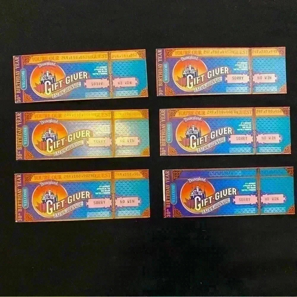 Vintage Disneyland 1985 30th Birthday Year Gift Giver 6 Tickets